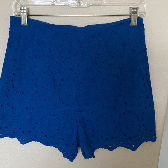 Zara eyelet royal blue high-waisted shorts sz S - Picture 3 of 6